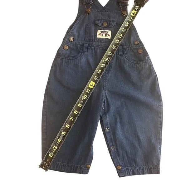 VTG 90s Bugle Boy Kids Blue Denim Overalls Size 2T Snap Inseam Retro Spors - Picture 5 of 9